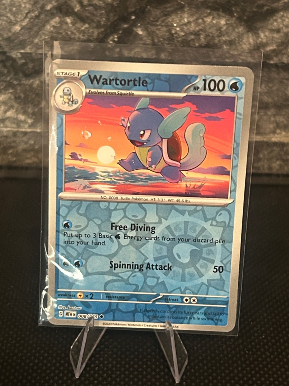 Pokemon Wartortle Reverse Holo 008/165 from the Scarlet & Violet 151 Set M/NM‎